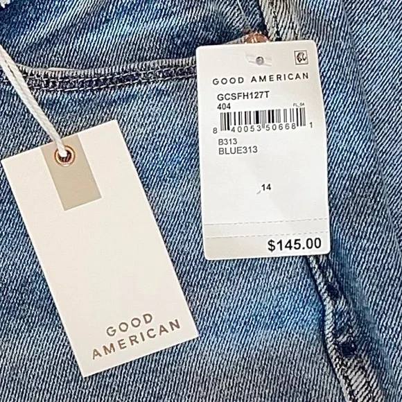 NWT GOOD AMERICAN Womens Super High Rise Good Curve Straight Leg Jeans - Size 14 - Picture 9 of 9